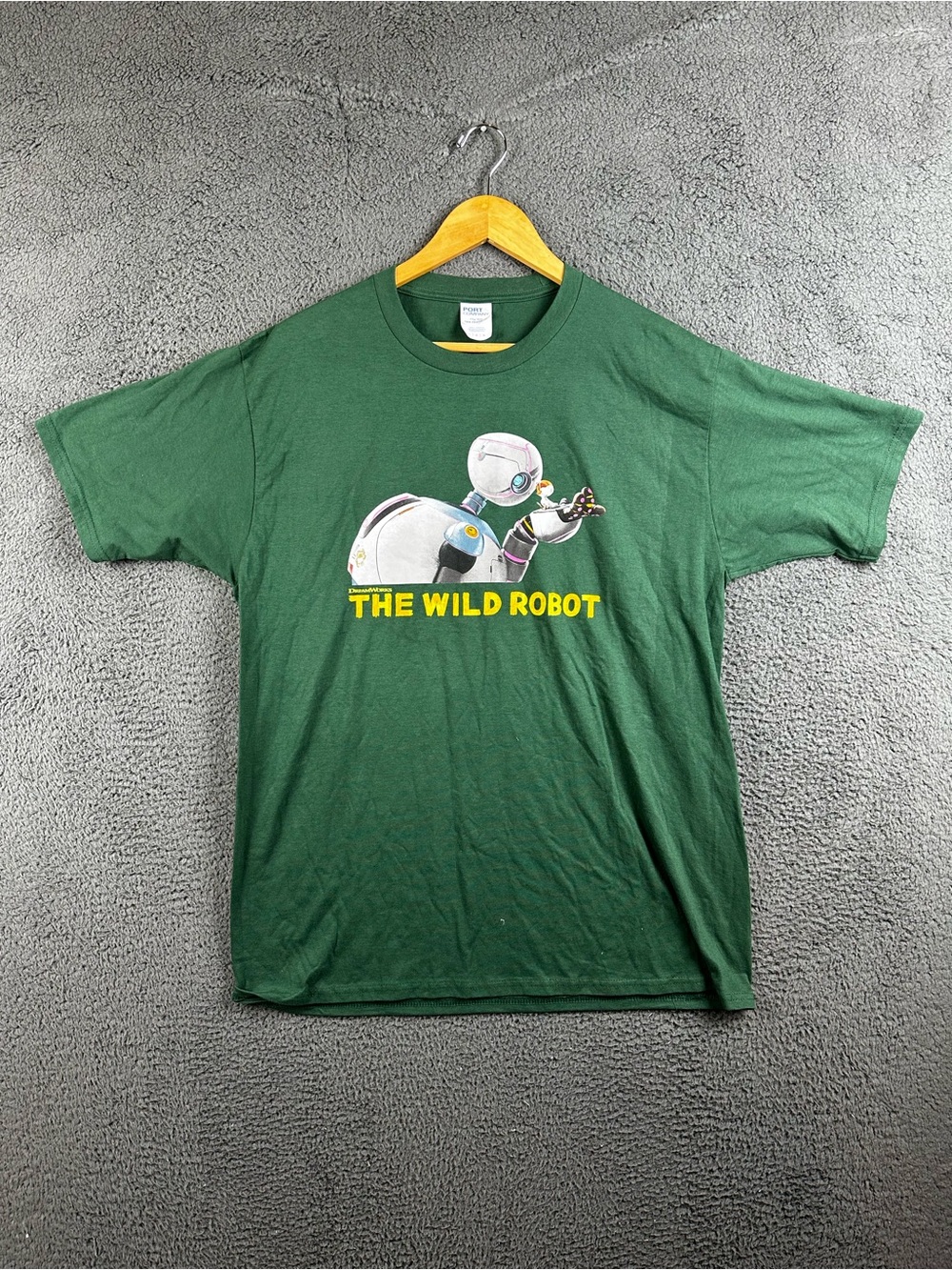 DreamWorks The Wild Robot Movie Promo T-Shirt Green Port & Company Large Roz Tee